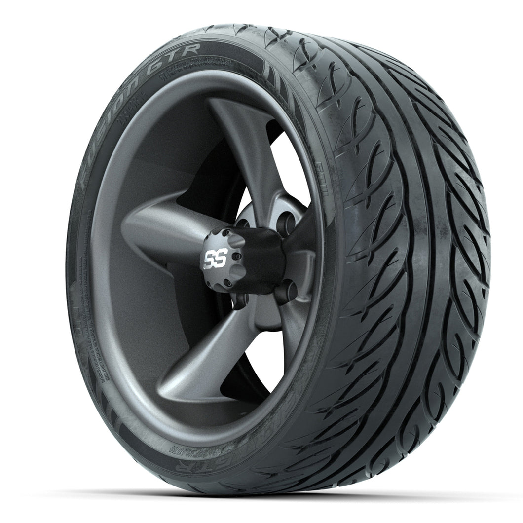 14-inch GTW Matte Gray Godfather Wheels with 205/40-R14 Fusion GTR Street Tires Set of (4)