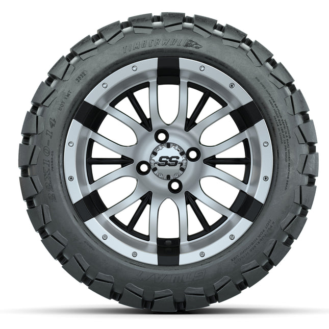 14-inch GTW Machined and Black Diesel Wheels with 22x10-14 GTW Timberwolf All-Terrain Tires (Set of 4)