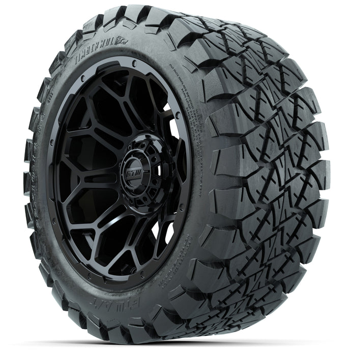14-inch GTW Matte Black Bravo Wheels with 22x10-14 GTW Timberwolf All-Terrain Tires (Set of 4)