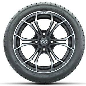14-inch GTW Spyder Wheels / Matte Machined & Gray Finish with 225/30-14 Mamba Street Tires (Set of 4)