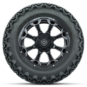 14-inch GTW Matte Black and Ball Milled Raven Wheels with 23" GTW Predator All-Terrain Tires