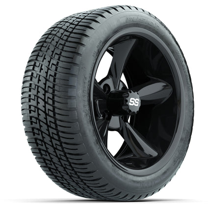 14-inch GTW Godfather Wheels / Black Finish with 205/30-14 Fusion Street Tires (Set of 4)