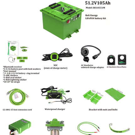 Bolt Energy 48V 105Ah "MINI" Lithium Battery Bundle for Yamaha Golf Carts