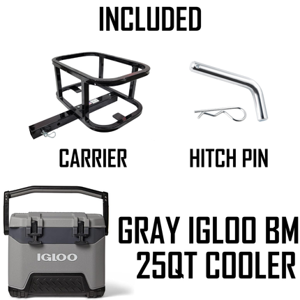 Golf Cart 2" Hitch Mount Cooler Carrier (with Optional IGLOO BMX 25QT Cooler)