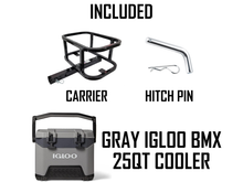 Load image into Gallery viewer, Golf Cart 2&quot; Hitch Mount Cooler Carrier (with Optional IGLOO BMX 25QT Cooler)