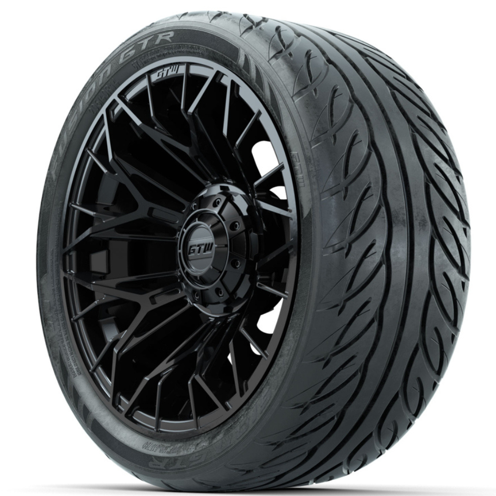 Racing Rims R14 14-Inch GTW Stellar Black Wheels with 205/40-R14 Inch GTR Fusion Stree ...