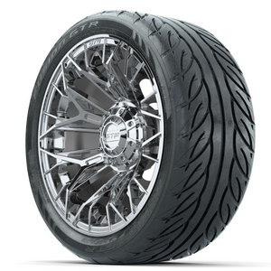 14-Inch GTW Stellar Chrome Wheels with 205/40-R14 Inch GTR Fusion Street Tires Set of (4)