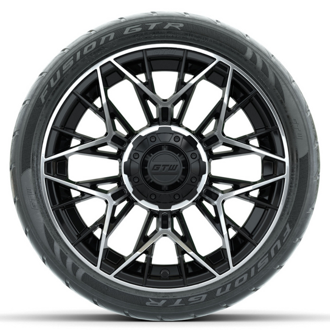 14-Inch GTW Stellar Machined & Black Wheels with 205/40-R14 Inch GTR Fusion Street Tires Set of (4)