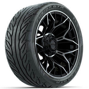 14-Inch GTW Stellar Machined & Black Wheels with 205/40-R14 Inch GTR Fusion Street Tires Set of (4)