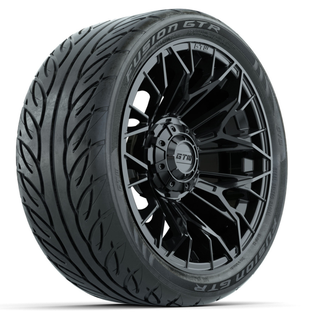 Racing Rims R14 14-Inch GTW Stellar Black Wheels with 205/40-R14 Inch GTR Fusion Stree ...