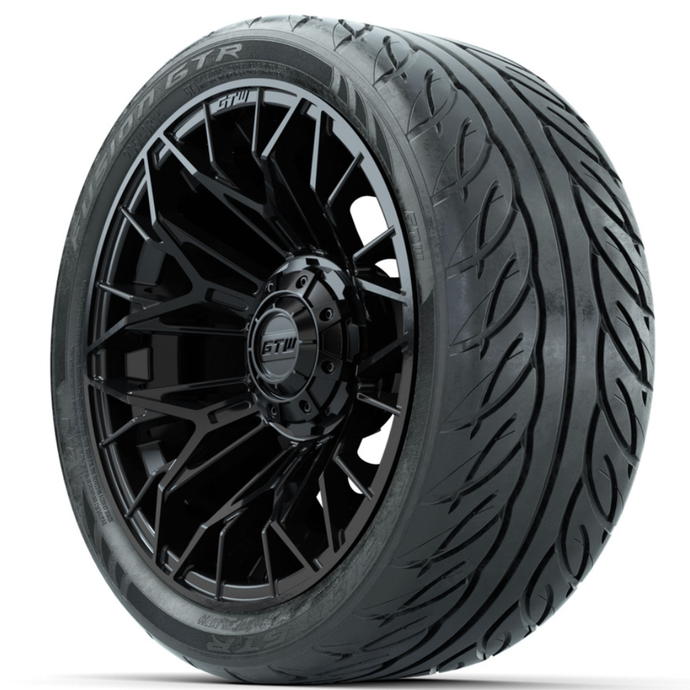 14-Inch GTW Stellar Black Wheels with 205/40-R14 Inch GTR Fusion Street Tires Set of (4)