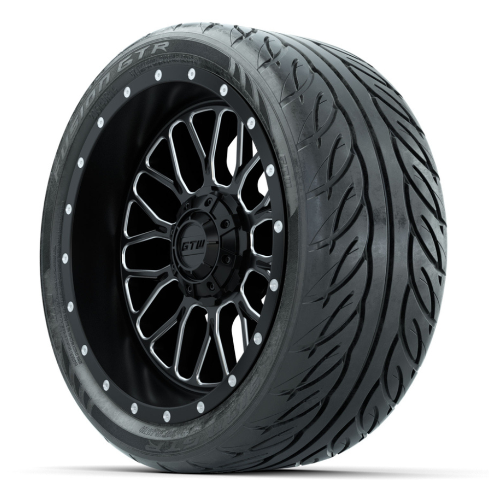 14-Inch GTW Helix Black Wheels with 205/40-R14 Inch GTR Fusion Street ...