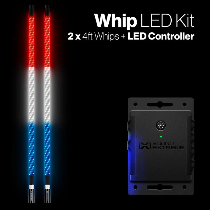 SoundExtreme Whip Kit 2 x 4 ft plus LEDCast Controller