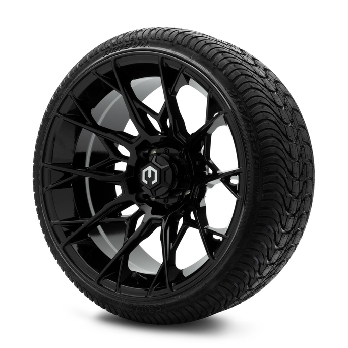 MODZ® 15-Inch Chaos Glossy Black Wheels & 20.5-Inch Arisun Cruze Street Tires Combo