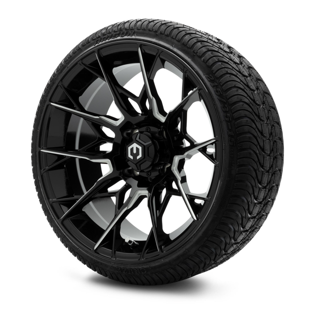 MODZ® 15-Inch Chaos Glossy Black with Ball Mill Wheels & 20.5-Inch Arisun Cruze Street Tires Combo
