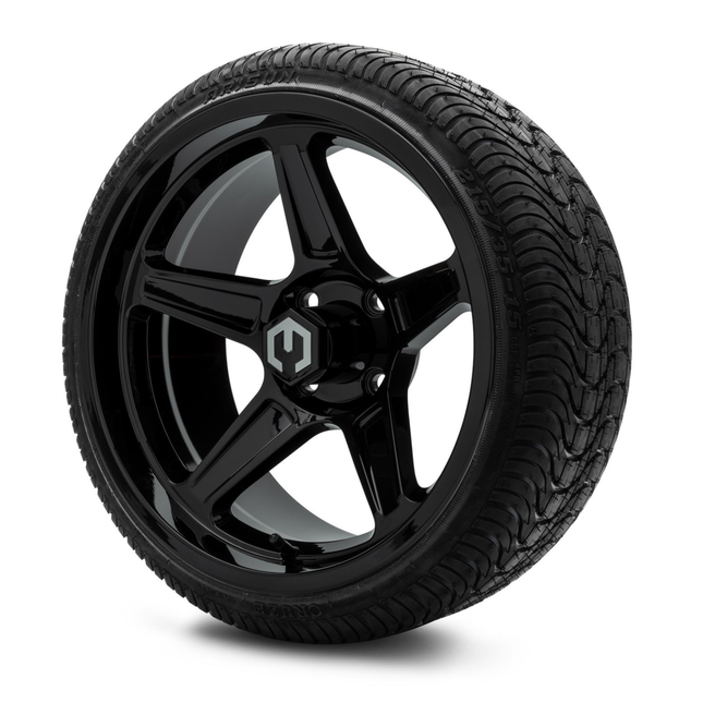 MODZ® 15-Inch Drift Glossy Black Wheels & 20.5-Inch Arisun Cruze Street Tires Combo