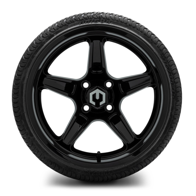 MODZ® 15-Inch Drift Glossy Black Wheels & 20.5-Inch Arisun Cruze Street Tires Combo