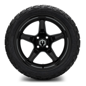 MODZ® 15-Inch Drift Glossy Black Wheels & 23-Inch XComp Gladiator Steel Belted Radial Tires Combo