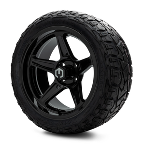 MODZ® 15-Inch Drift Glossy Black Wheels & 23-Inch XComp Gladiator Steel Belted Radial Tires Combo