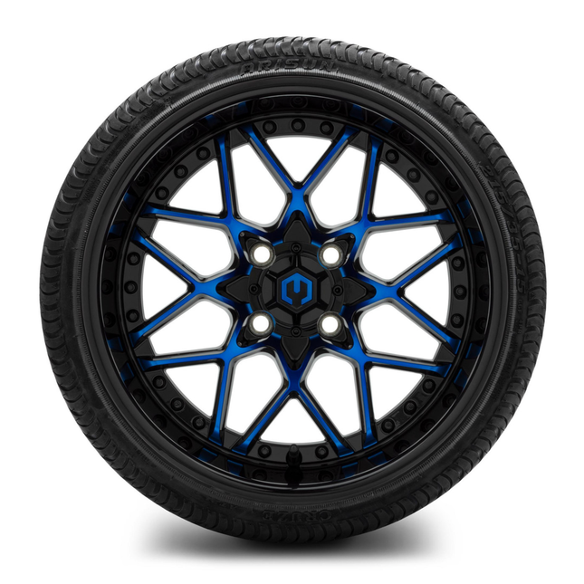 MODZ® 15-Inch Formula Blue and Black Wheels & 20.5-Inch Arisun Cruze Street Tires Combo