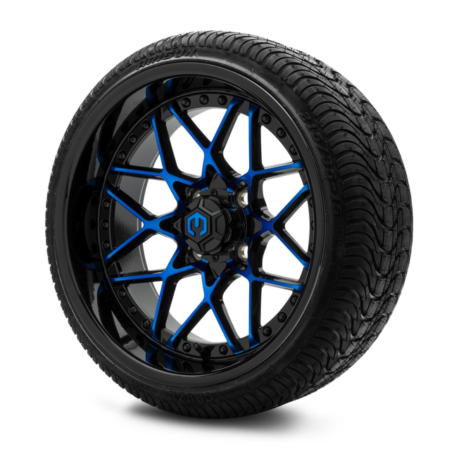 MODZ® 15-Inch Formula Blue and Black Wheels & 20.5-Inch Arisun Cruze Street Tires Combo