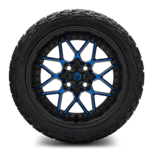 MODZ® 15-Inch Formula Blue and Black Wheels & 23-Inch XComp Gladiator Steel Belted Radial Tires Combo