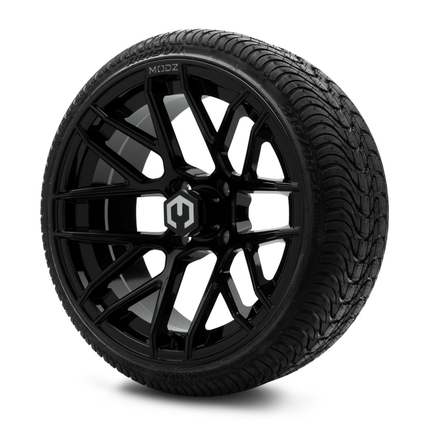 MODZ® 15-Inch Matrix Glossy Black Wheels & 20.5-Inch Arisun Cruze Street Tires Combo
