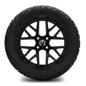 MODZ® 15-Inch Matrix Glossy Black Wheels & 23-Inch XComp Gladiator Steel Belted Radial Tires Combo