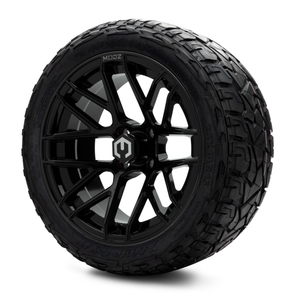 MODZ® 15-Inch Matrix Glossy Black Wheels & 23-Inch XComp Gladiator Steel Belted Radial Tires Combo