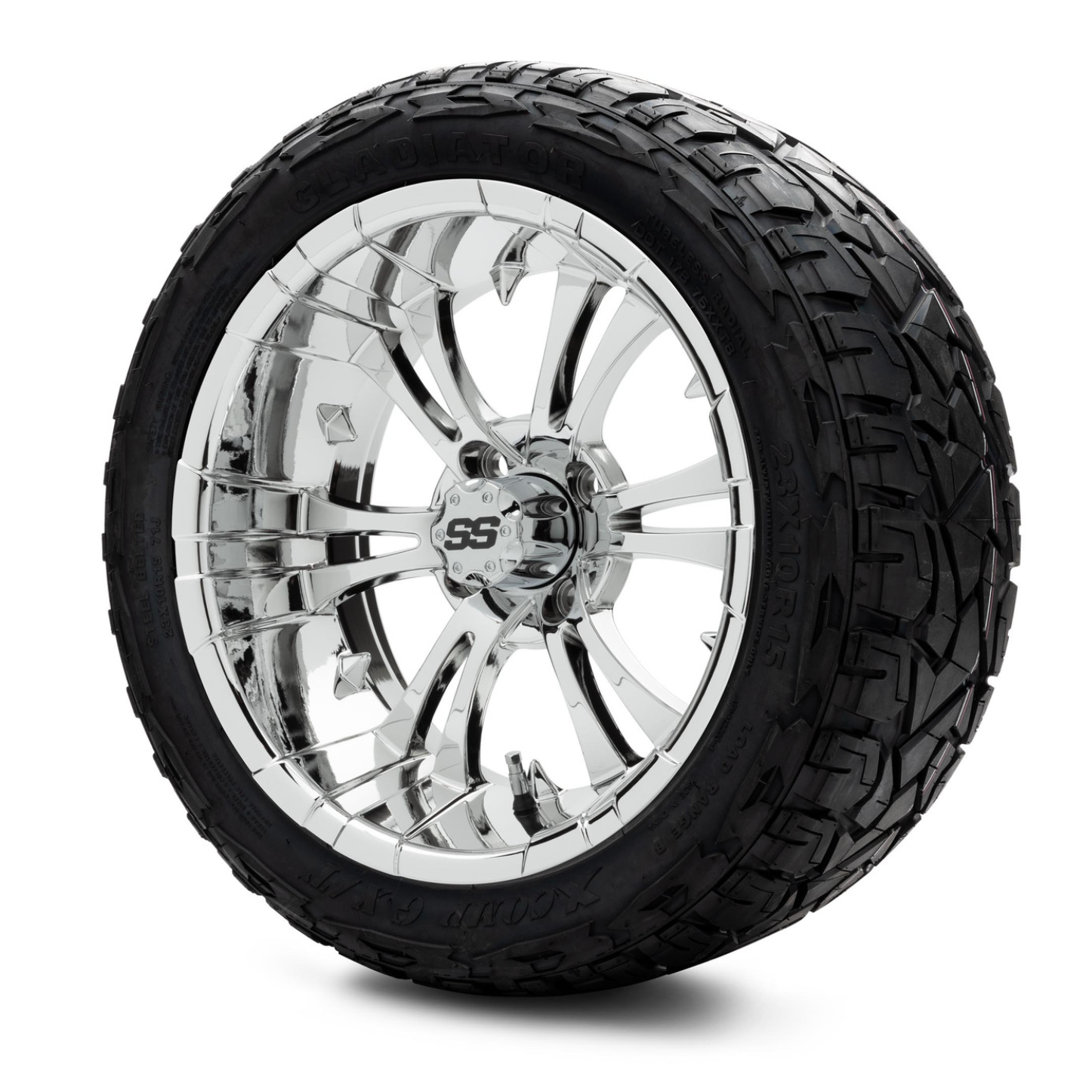 MODZ® 15-Inch Vampire Chrome Wheels & 23-Inch XComp Gladiator Steel Belted  Radial Tires Combo