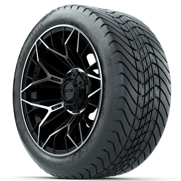 14-Inch GTW Stellar Machined & Black Wheels with 225/30-14  Inch Mamba Street Tires Set of (4)