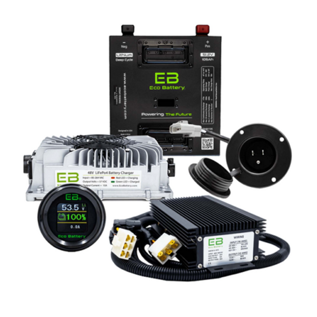 Club Car DS and Carryall 48V (51V) 105Ah Eco Lithium Battery Complete Bundle - Thru Hole