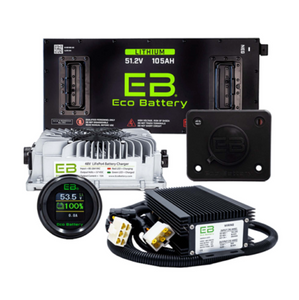 EZGO Freedom RXV (w/ Metal Battery Rack) 51V 105Ah Eco Lithium Battery Complete Bundle - Skinny