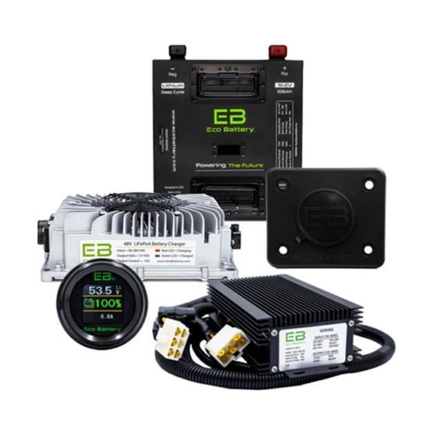 EZGO Freedom RXV 51V 105Ah - Thru Hole Eco Lithium Battery Complete Bundle