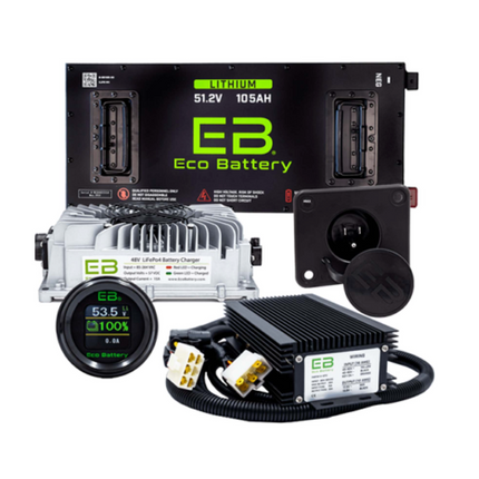 EZGO TXT 48V (51V) 105Ah Eco Lithium Battery Complete Bundle - Skinny