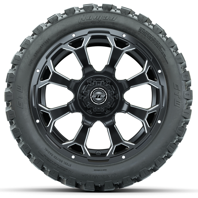 14-Inch GTW Raven Matte Black Off-Road Wheels on 23-Inch GTW Nomad Steel Belted Radial DOT Tires (Set of 4)