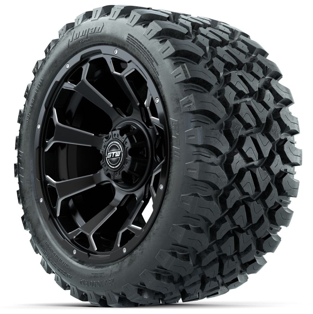 14-Inch GTW Raven Matte Black Off-Road Wheels on 23-Inch GTW Nomad Steel Belted Radial DOT Tires (Set of 4)