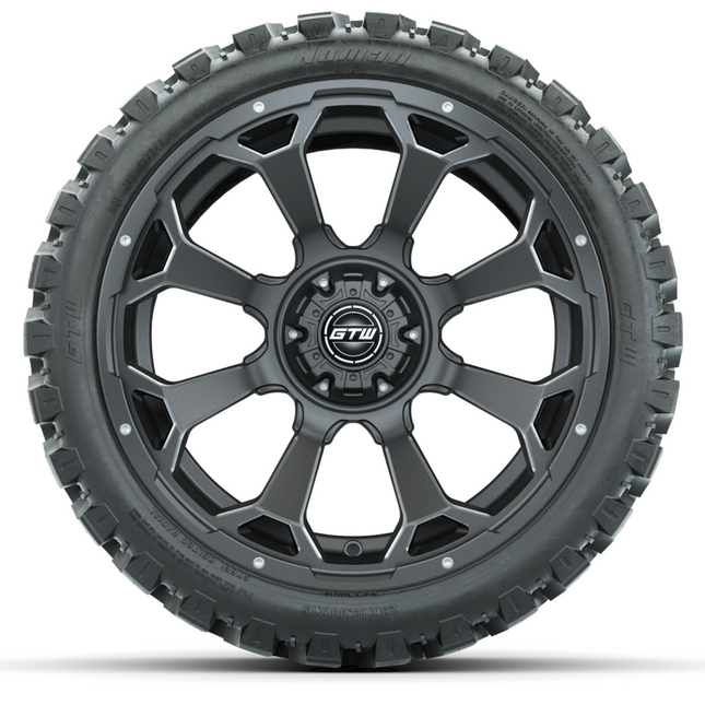 15-Inch GTW Raven Matte Gray Wheels with 23" GTW Nomad All-Terrain Tires (Set of 4)