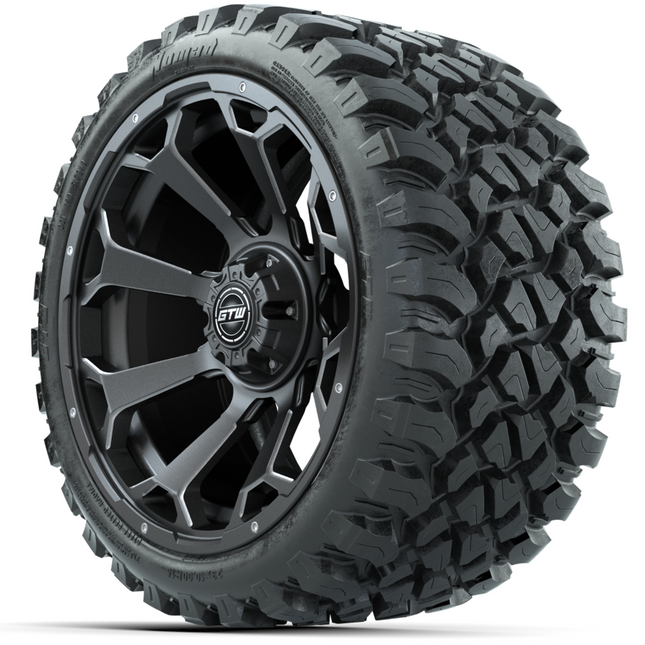 15-Inch GTW Raven Matte Gray Wheels with 23" GTW Nomad All-Terrain Tires (Set of 4)