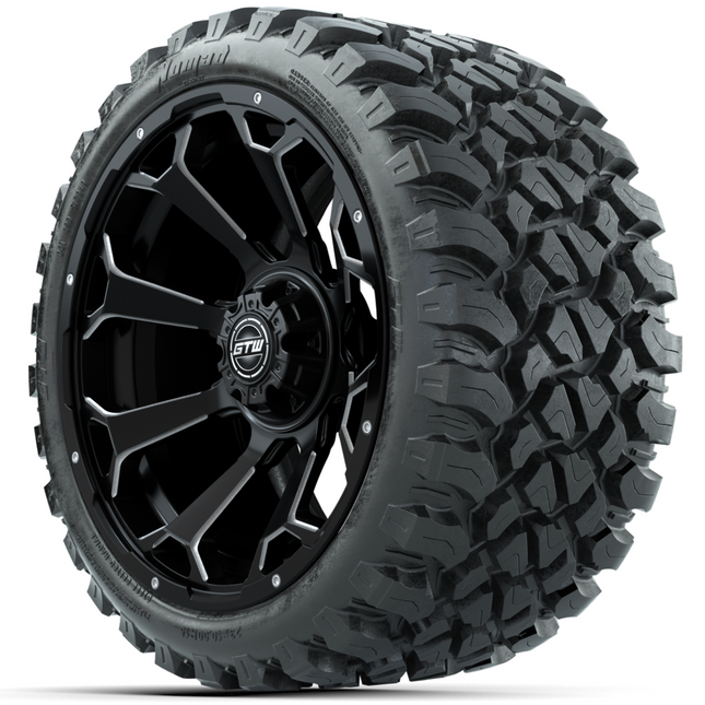 15-Inch GTW Raven Matte Black Wheels with 23" GTW Nomad All-Terrain Tires (Set of 4)