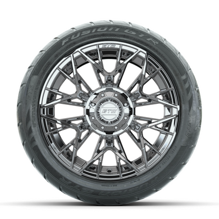 14-Inch GTW Stellar Chrome Wheels with 225/40-R14 Inch GTR Fusion Street Tires Set of (4)