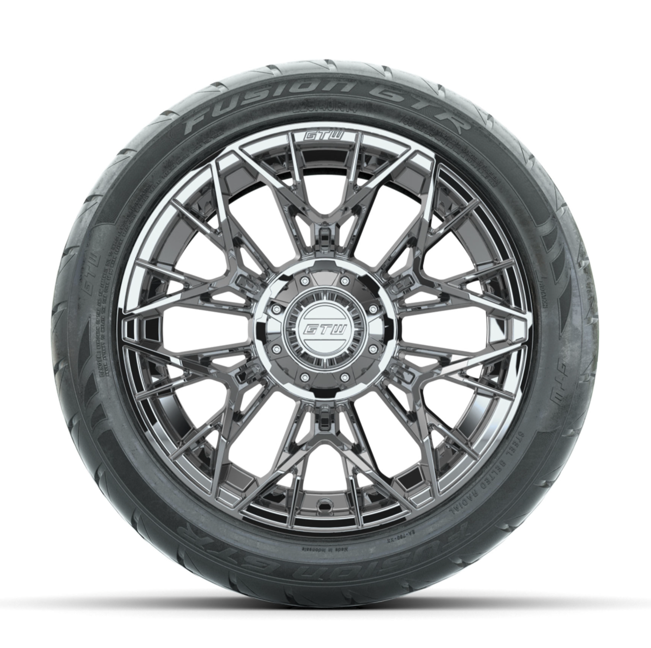 Racing Rims R14 14-Inch GTW Stellar Chrome Wheels with 225/40-R14 Inch GTR Fusion Stre ...