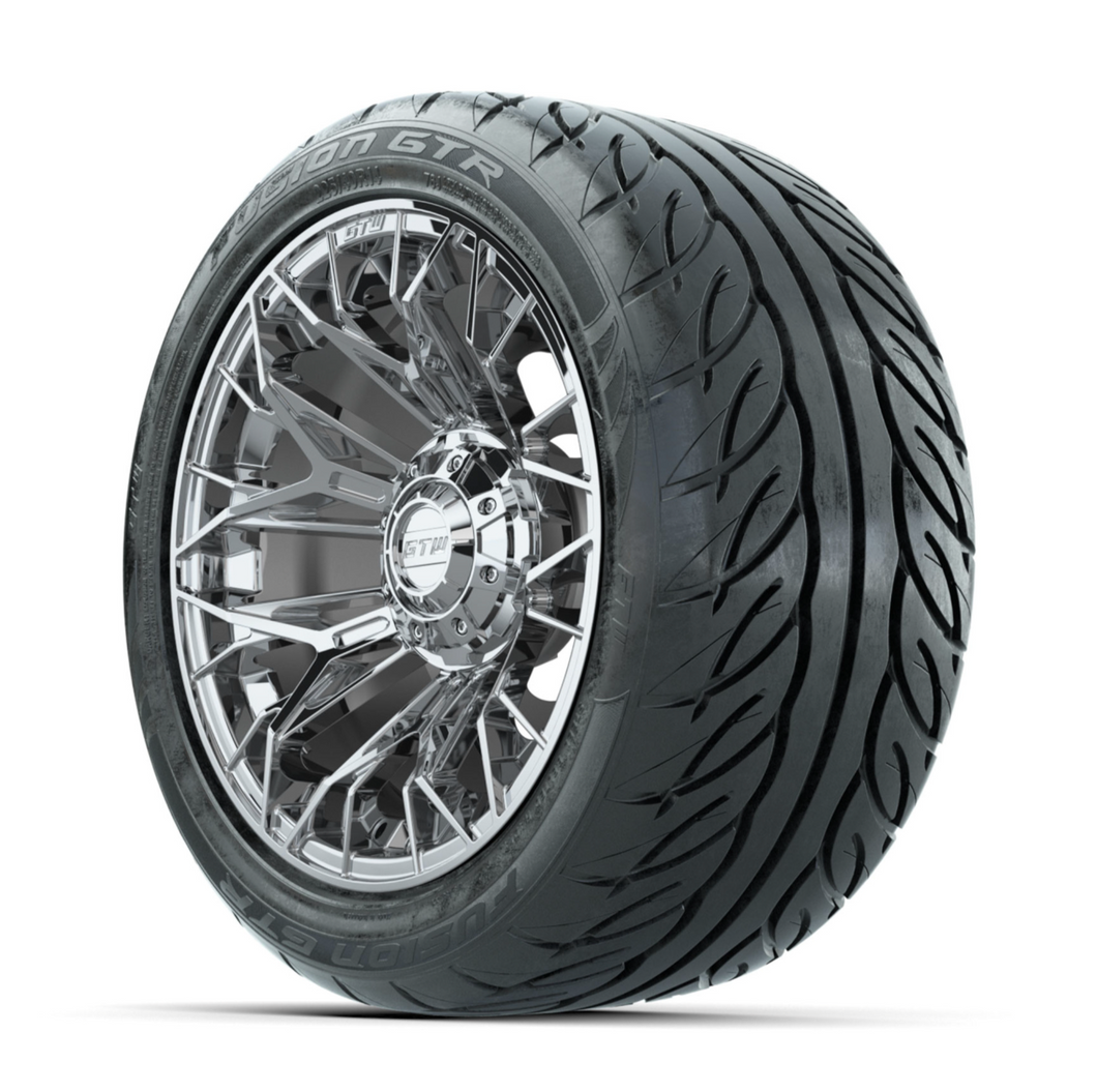 14-Inch GTW Stellar Chrome Wheels with 225/40-R14 Inch GTR Fusion Street Tires Set of (4)