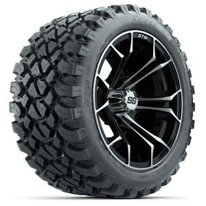 14-Inch GTW Spyder Machined and Black Wheels with 23x10-14 GTW Nomad All-Terrain Tires (Set of 4)