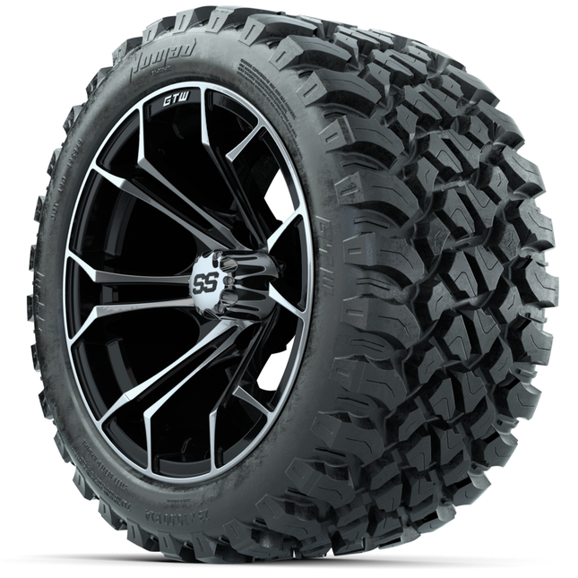 14-Inch GTW Spyder Machined and Black Wheels with 23x10-14 GTW Nomad All-Terrain Tires (Set of 4)