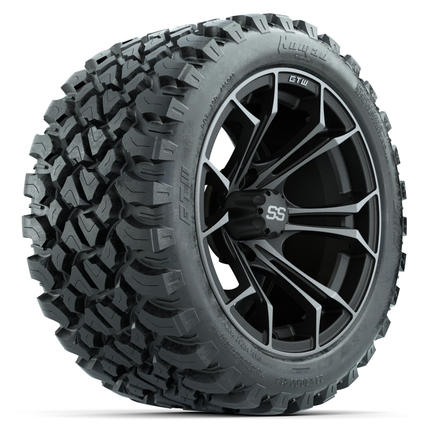14-Inch GTW Spyder Matte Gray Wheels with 23x10-14 GTW Nomad All-Terrain Tires (Set of 4)