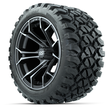 14-Inch GTW Spyder Matte Gray Wheels with 23x10-14 GTW Nomad All-Terrain Tires (Set of 4)