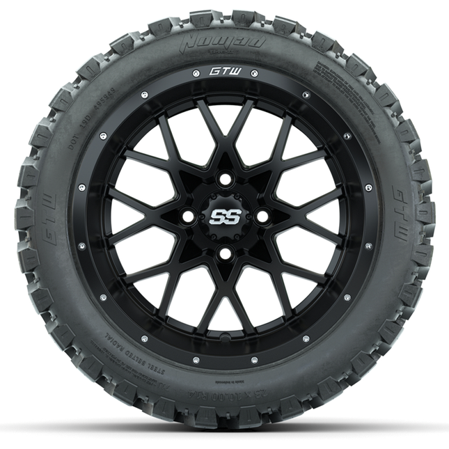 14-inch GTW Black Vortex Wheels with 23x10-14 GTW Nomad All-Terrain Tires (Set of 4)