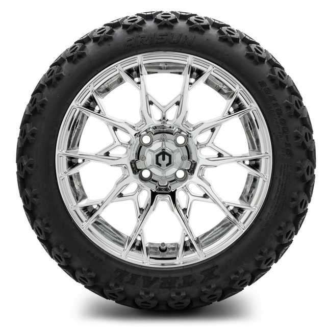 MODZ® 15-Inch Chaos Chrome Wheels & 23-Inch Arisun X-Trail All-Terrain Tires Combo
