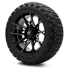 Load image into Gallery viewer, MODZ® 15-Inch Chaos Glossy Black with Ball Mill Wheels &amp; 23-Inch Arisun X-Trail All-Terrain Tires Combo